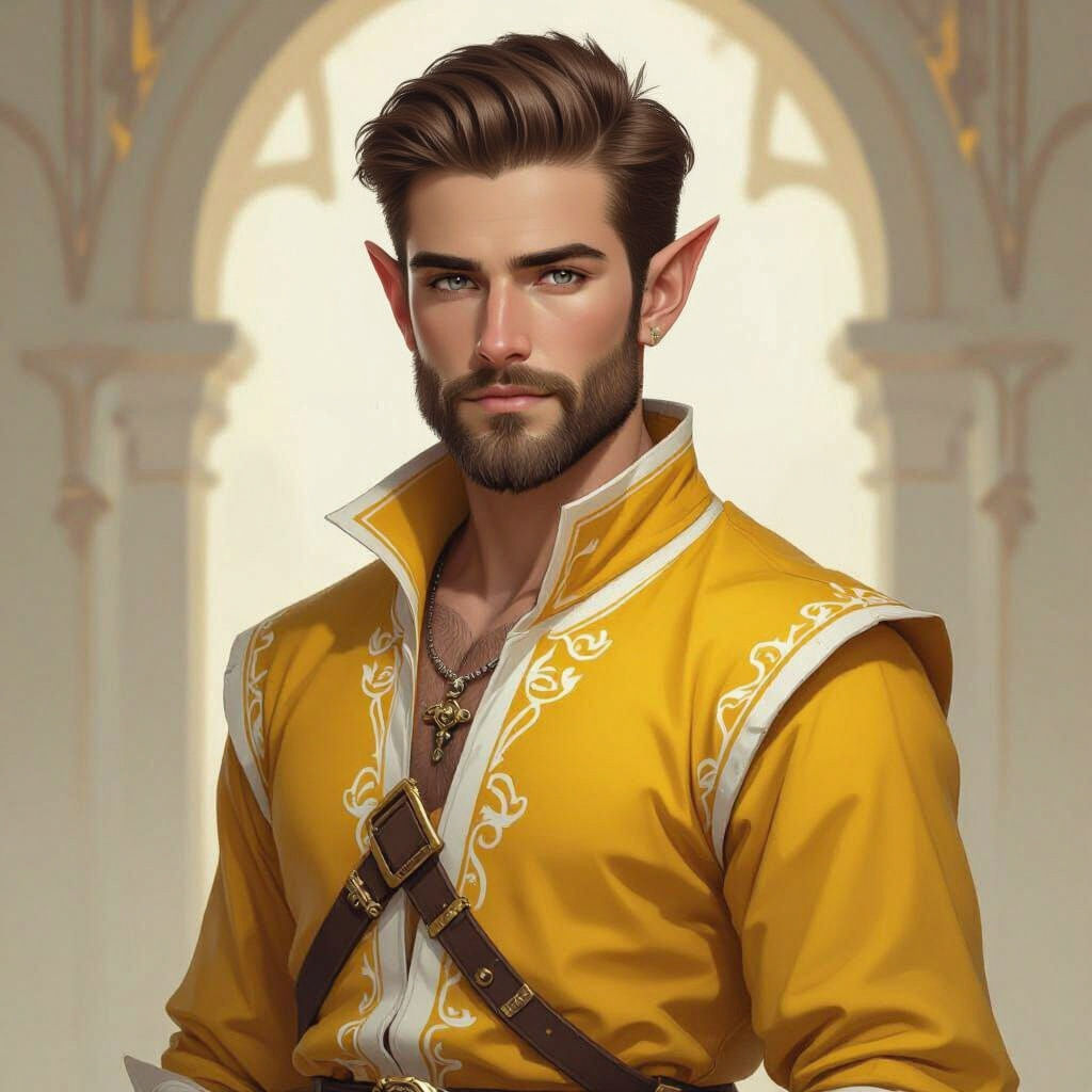 Bearded Half-Elf with Light Brown Hair