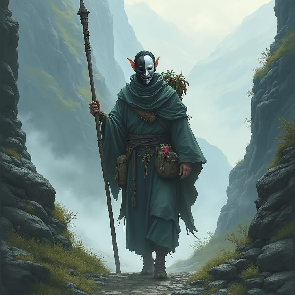 Elf Monk's Masked Journey: A Path of Dual Emotions