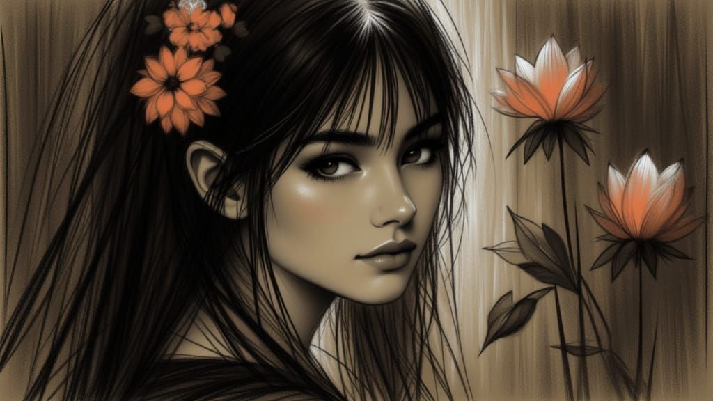 Elegant Woman in Art Nouveau Style