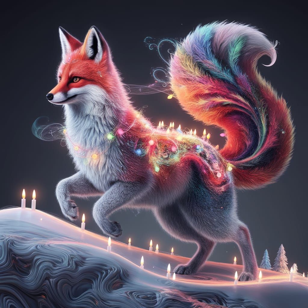 Enchanted Fox Spirit in Whimsical Winter Wonderland