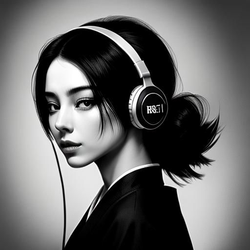 Sinister Geisha Portrait in Black and White