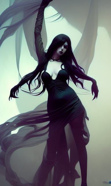 Gothic Sensual Girl Portrait in Hyperdetailed Style