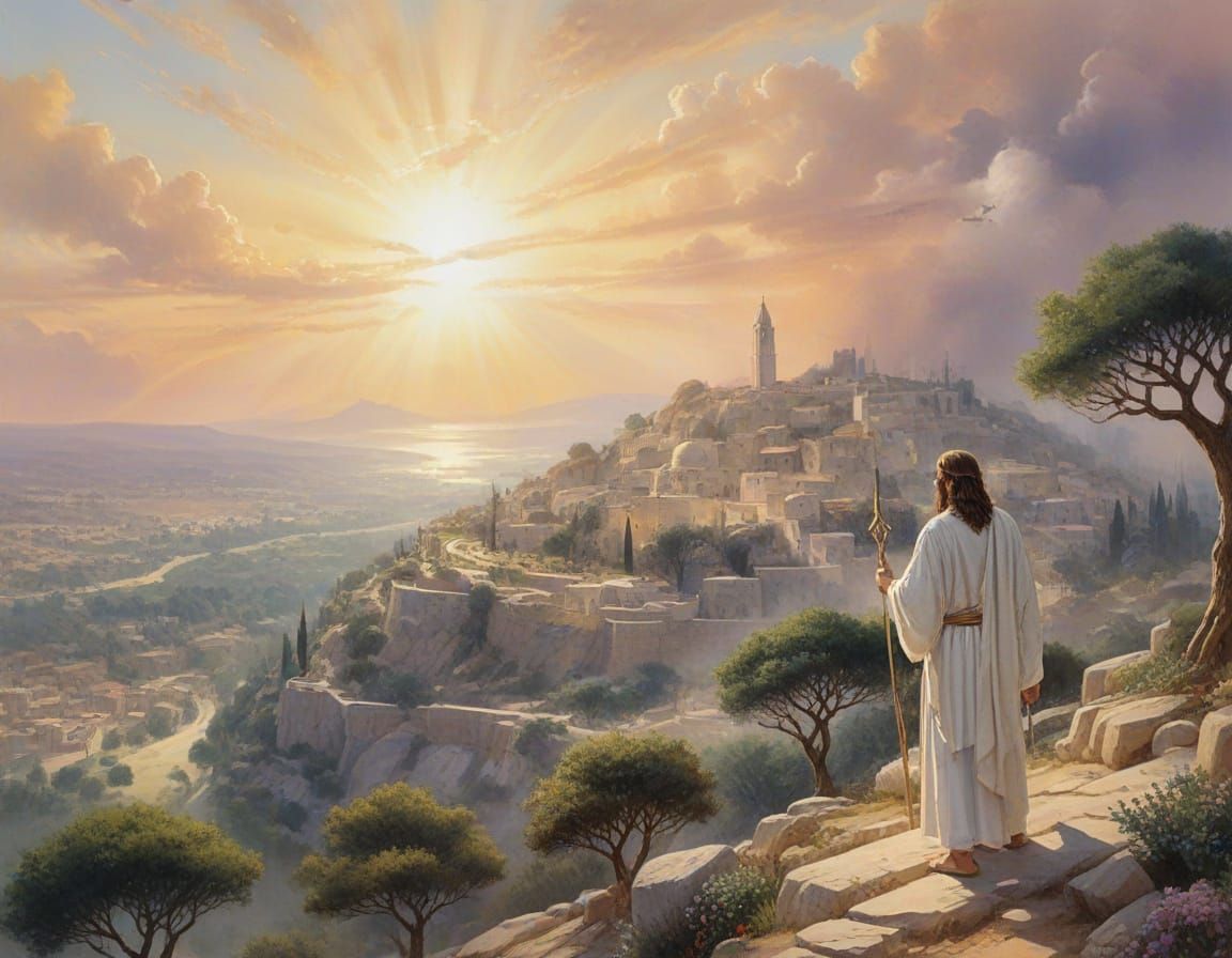 Jesus as King of Kings on Mount of Olives