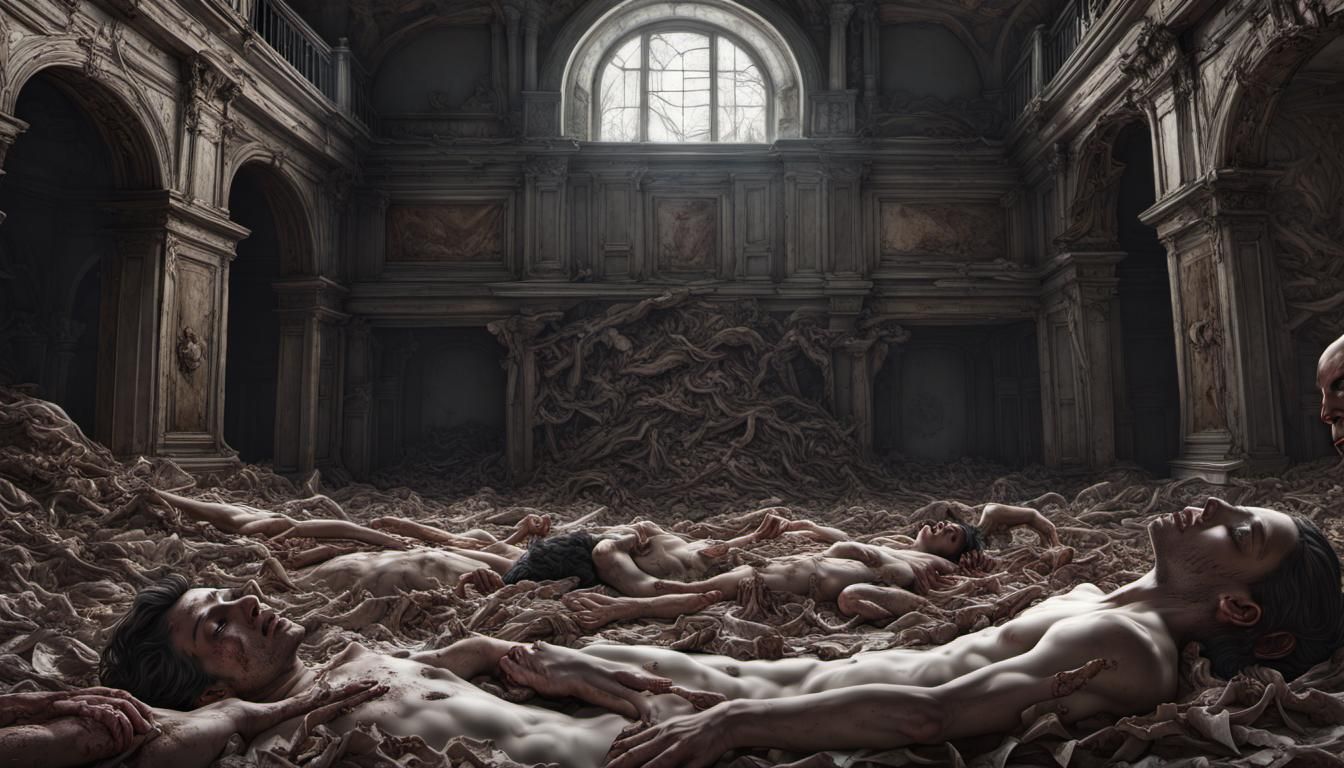 Surreal Baroque Scene: Killer in Abandoned City