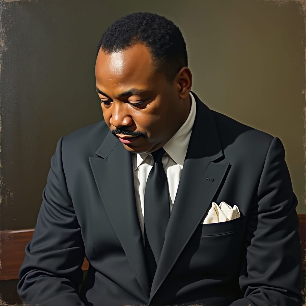 A Somber Reflection: Dr. Martin Luther King, Jr. in Oil