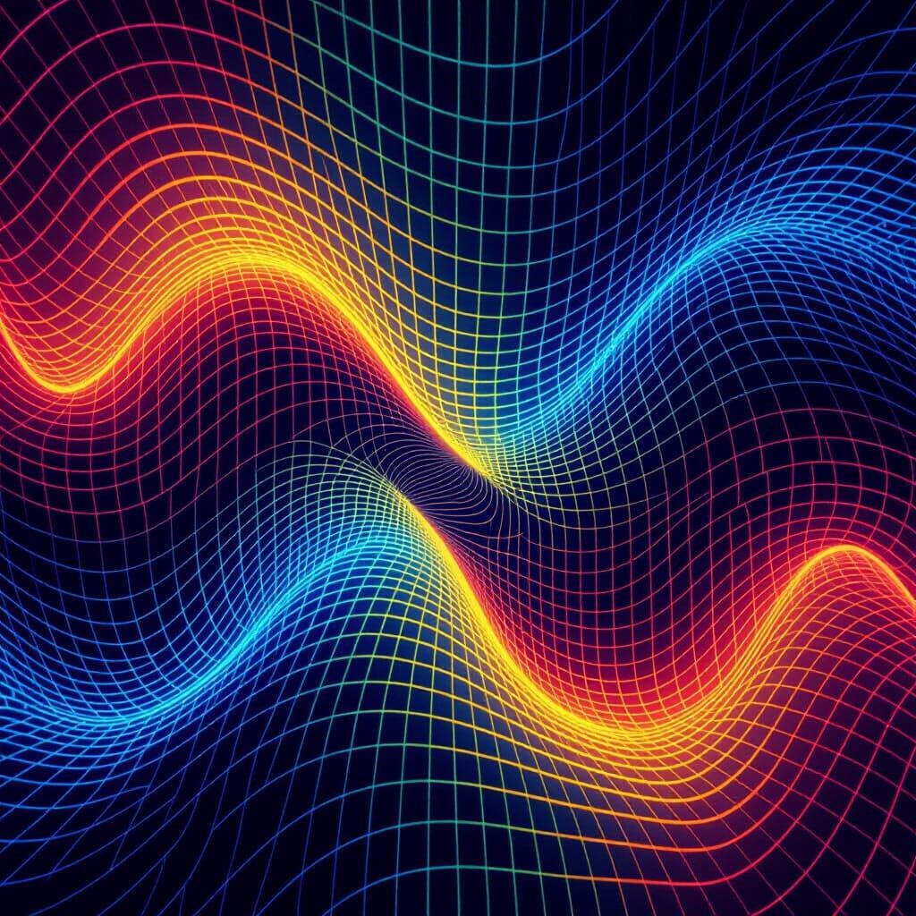 Luminous Neon Grids in Surreal Fractal Patterns