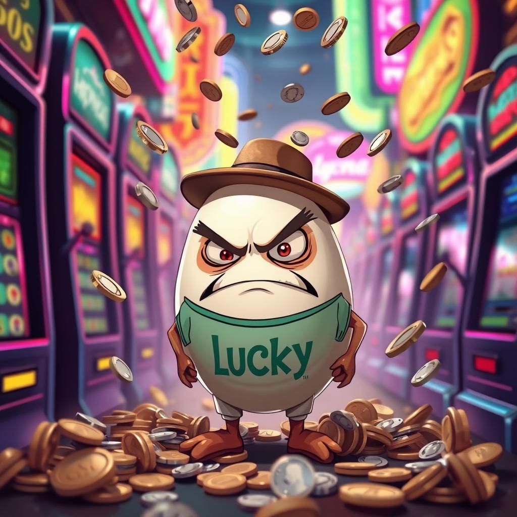 Furious Egg Gets Lucky in Las Vegas, Syd Mead Style