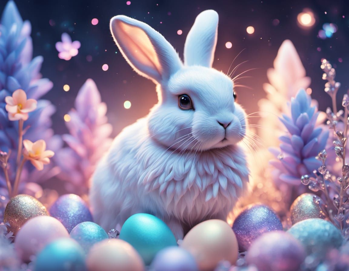 Bunny watches Over the Easter Egg