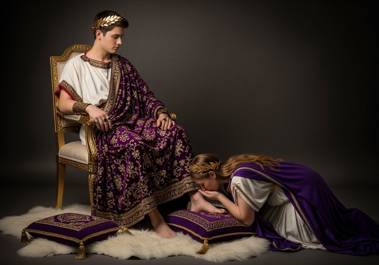 Regal Young Emperor on Throne, Baroque Style