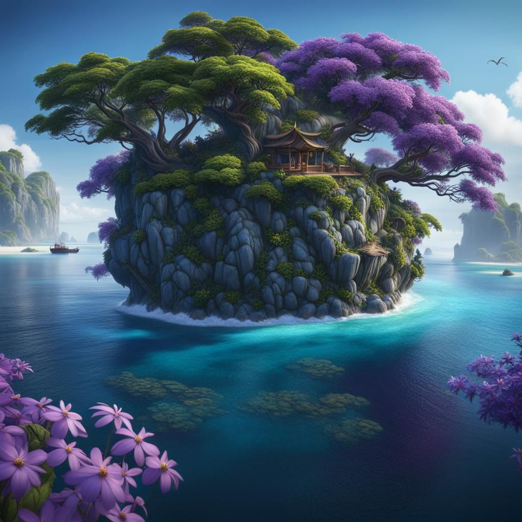 Tropical Island Paradise Concept Art