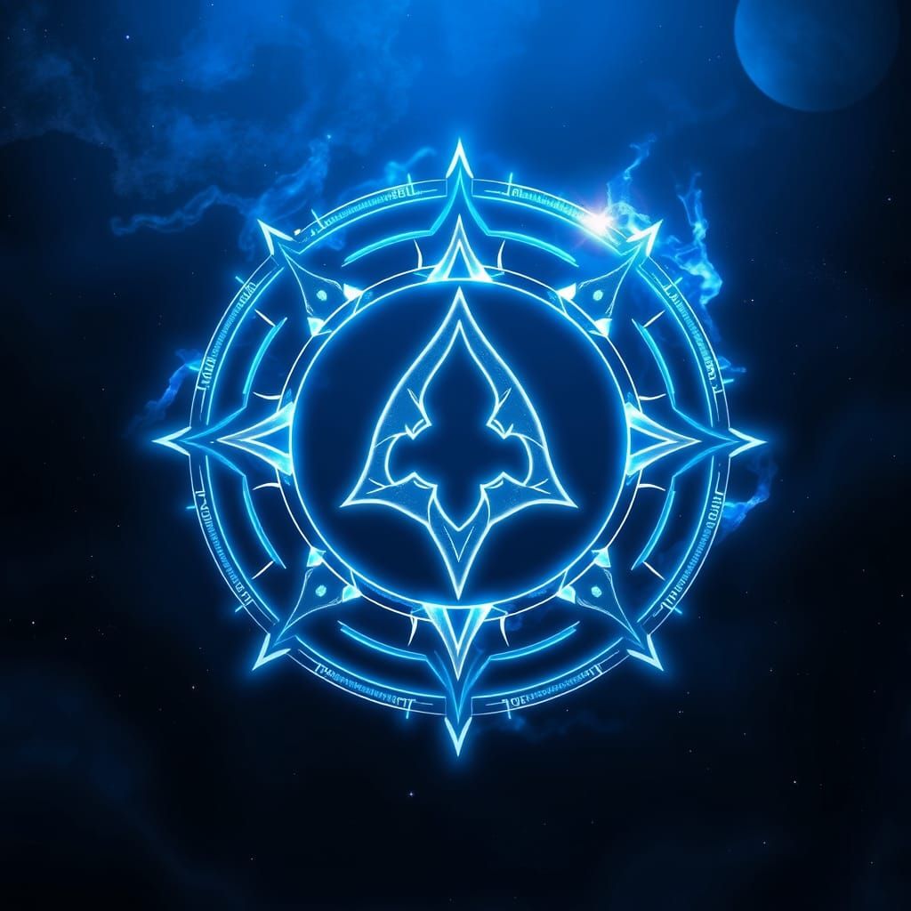 Glowing Futuristic Rune in Cosmic Void Digital Art