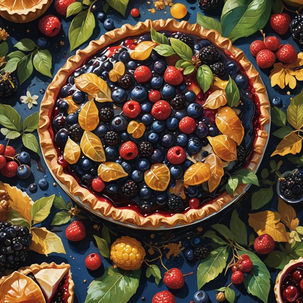 Fantasy Jungle Berry Pie in Sunlight, Matte Painting