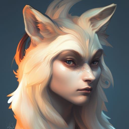 Fox Girl Hybrid Portrait in Hyperdetailed Style