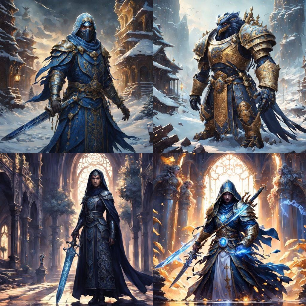 Mystical Warrior Nun in Vibrant Blue Armor