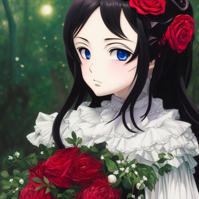 Evil Girl in Victorian Dress: Anime Portrait