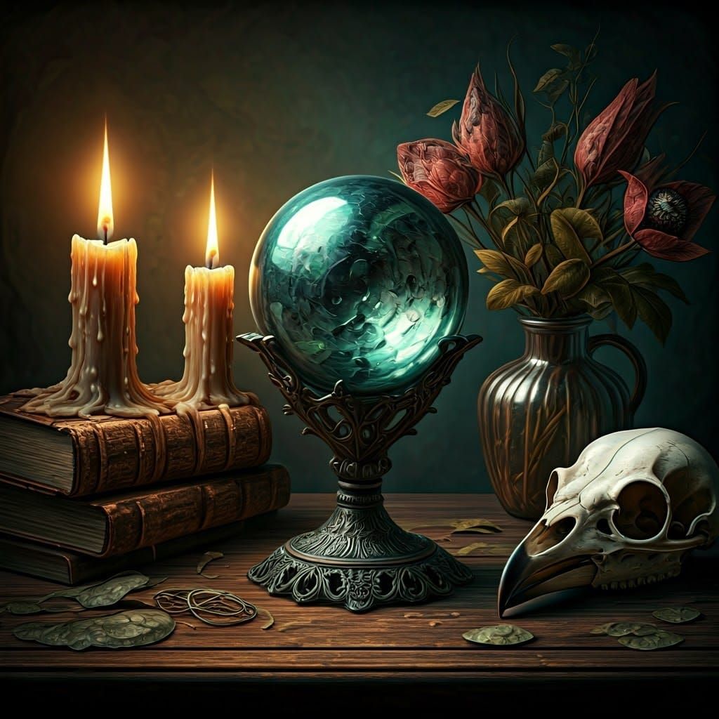 Mystical Scrying Orb in Dark Surrealist Style