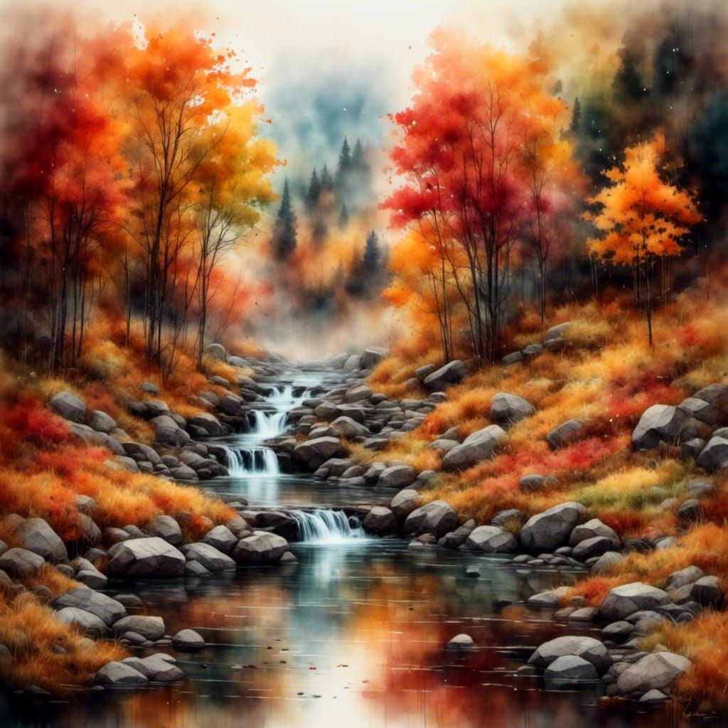 Autumn Fjord Sunset in Hyperrealistic Detail