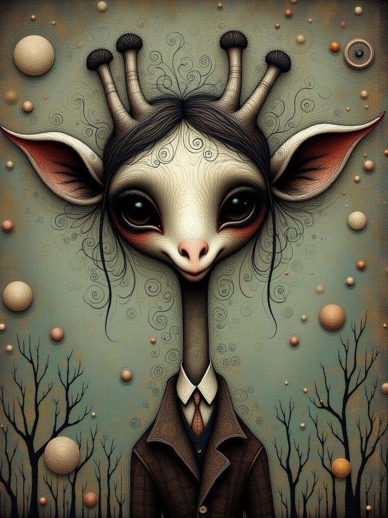 Whimsical Giraffe Creature in Storybook Style