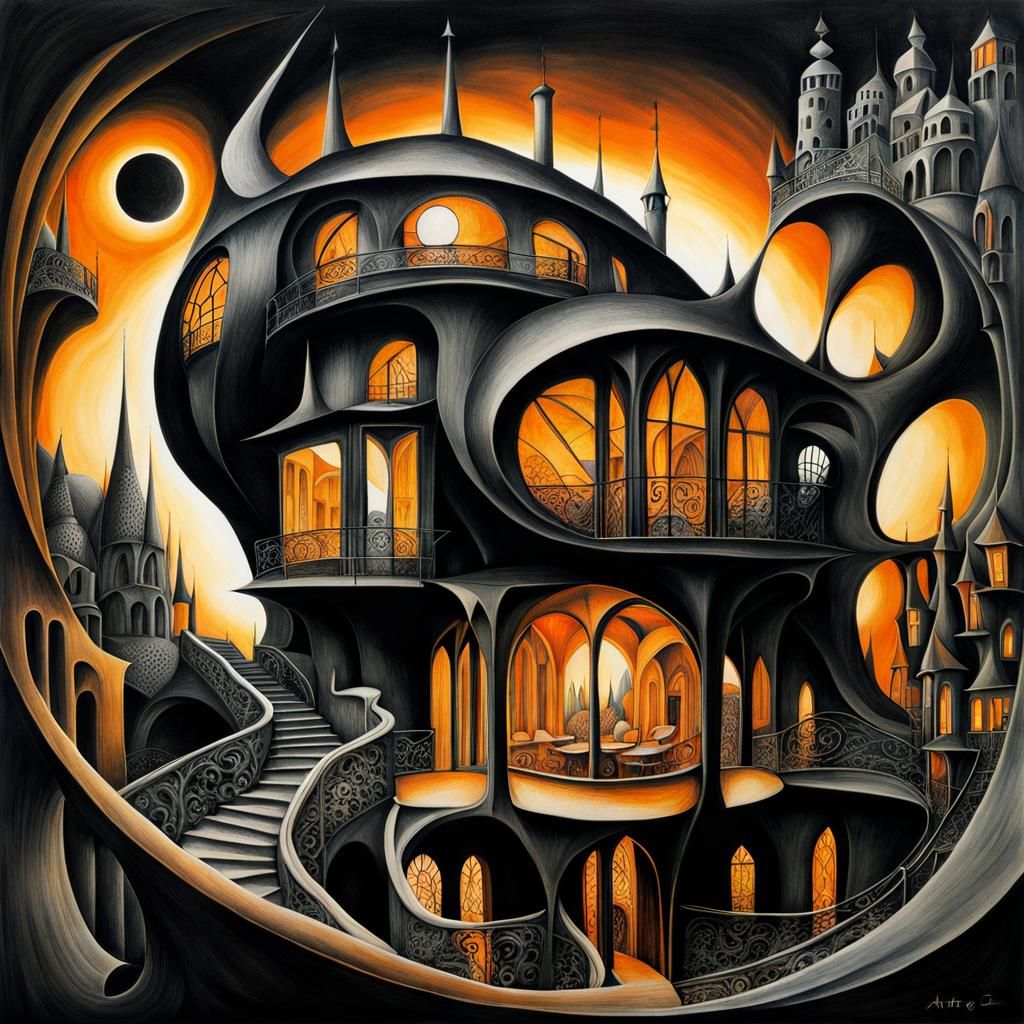 Surreal House of Fools in Gaudi Style