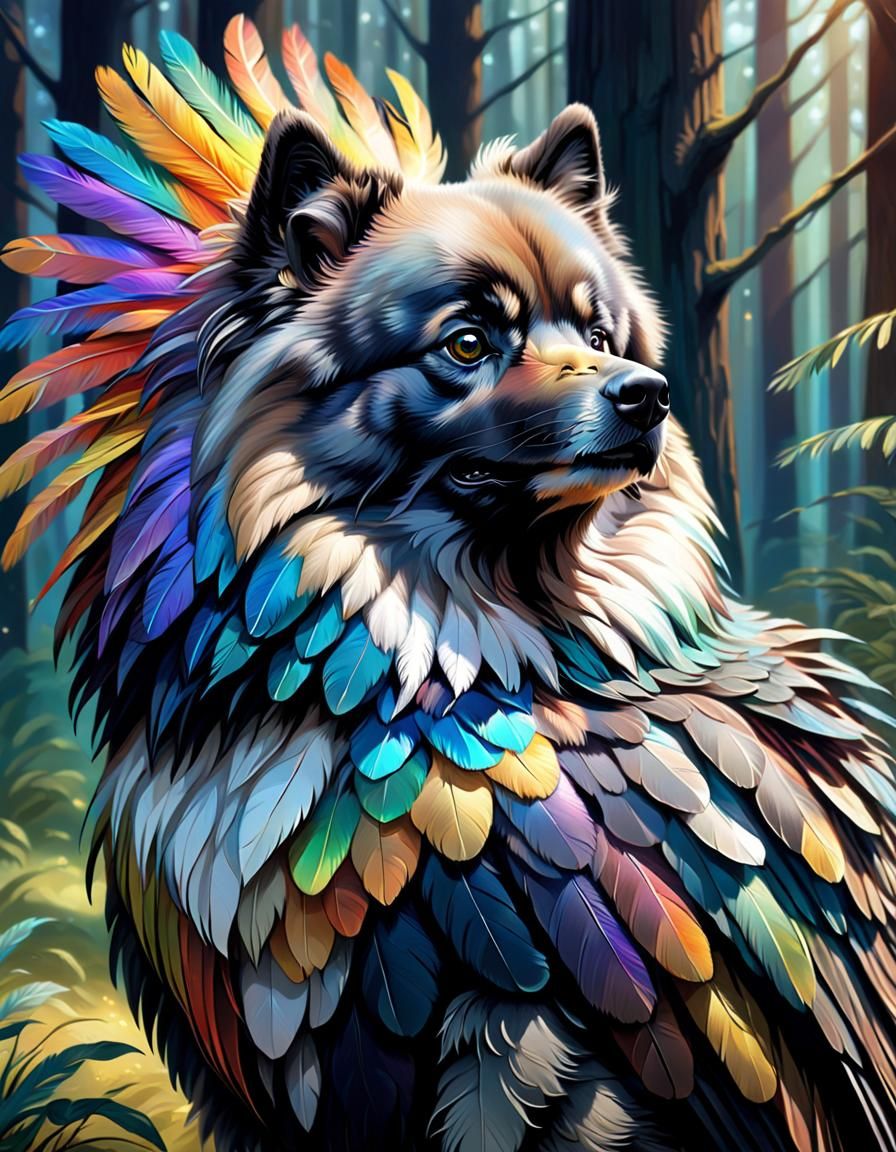 Fantasy Keeshond Eagle Hybrid Portrait