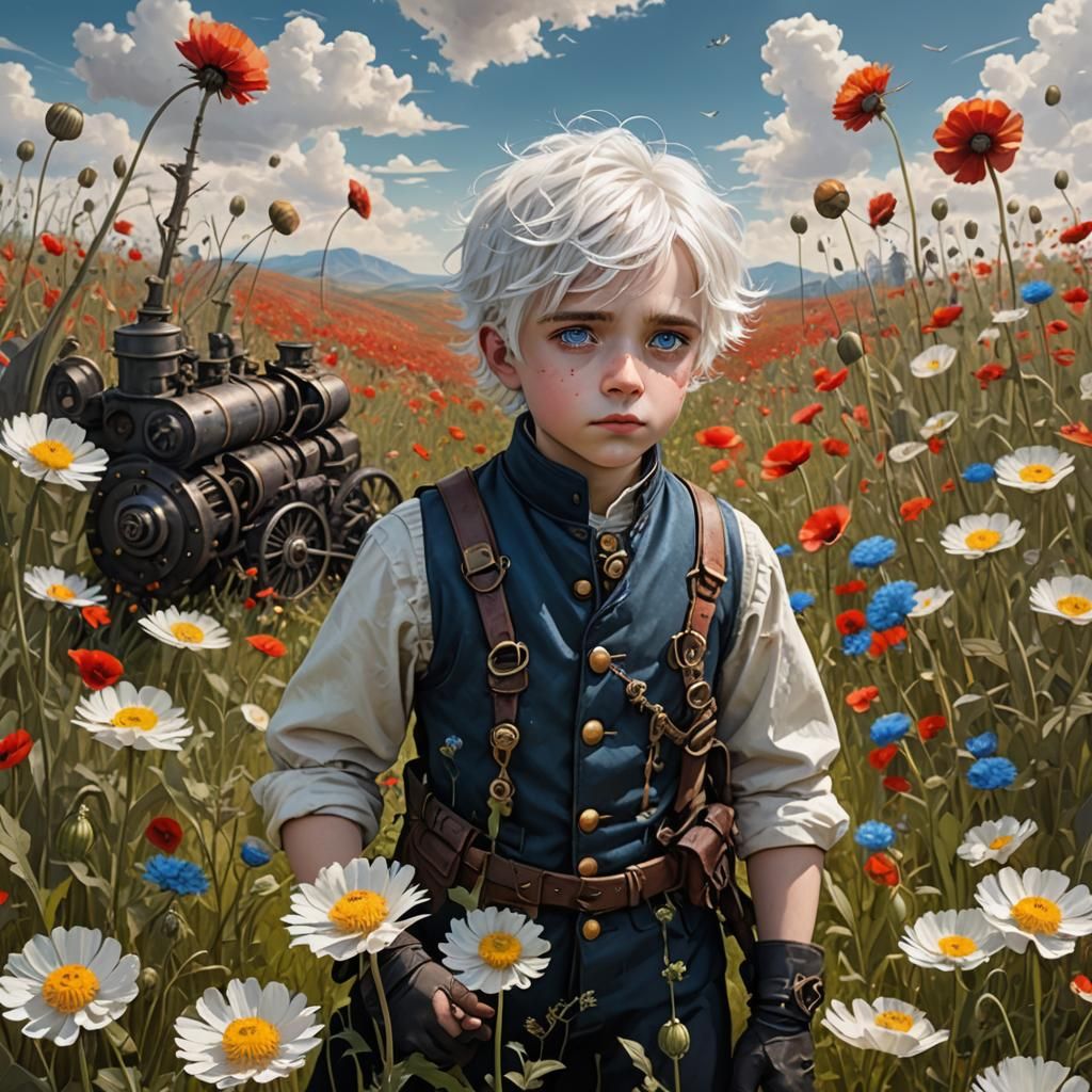 Dandelion Boy on Alien Planet, Steampunk Style