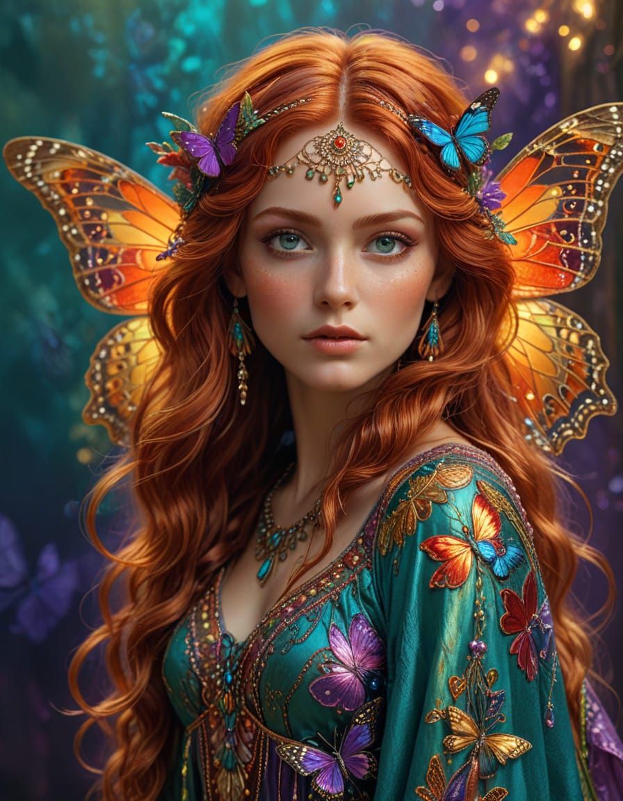 Fantasy Art: Bohemian Woman with Butterfly Wings