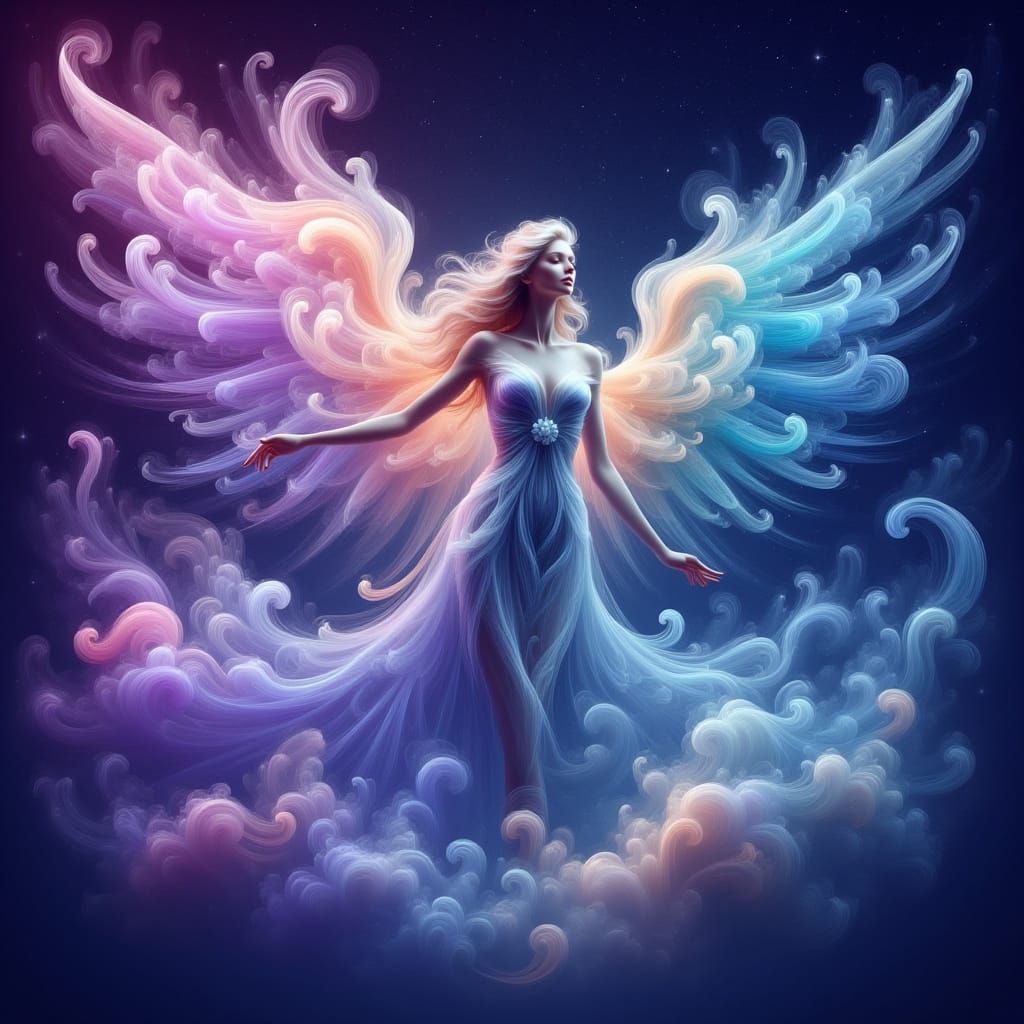 Angel Soaring Through a Starry Galaxy