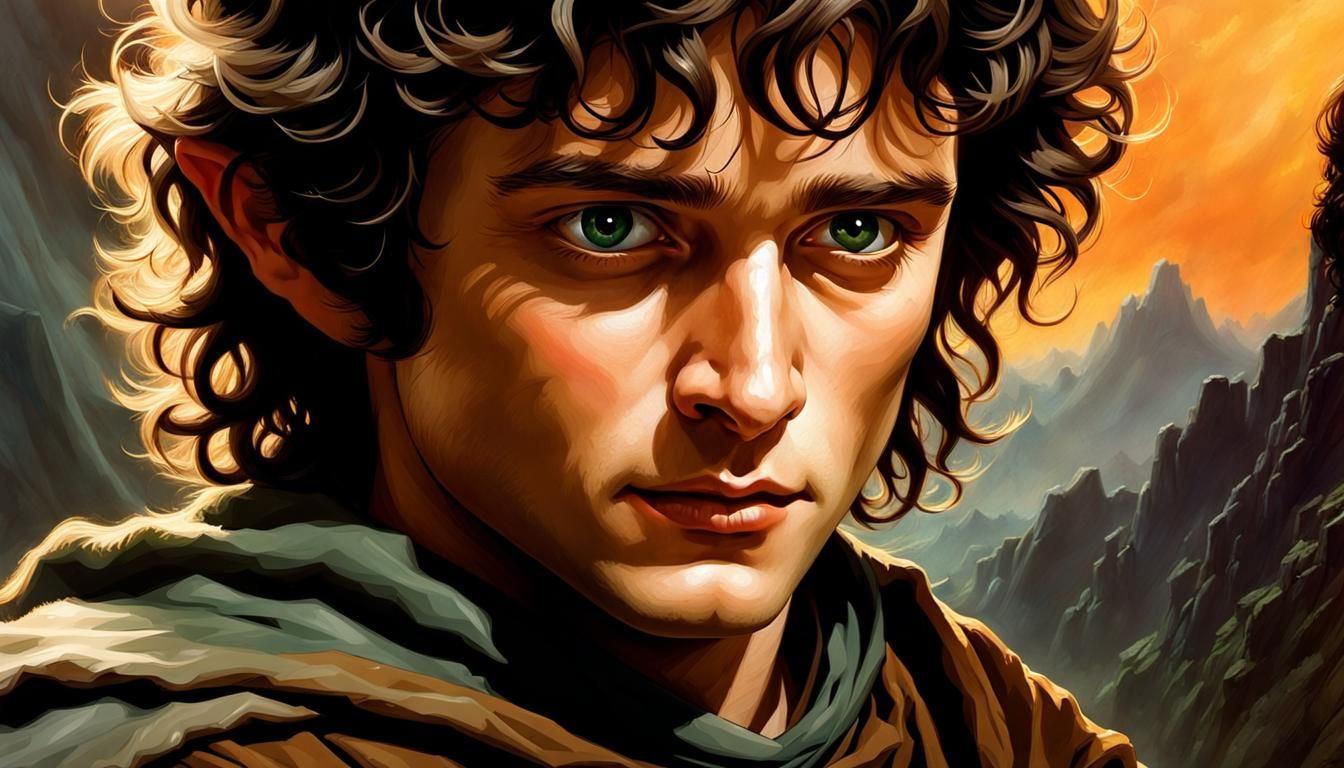 Frodo Portrait in Middle-earth, Detailed Matte Painting