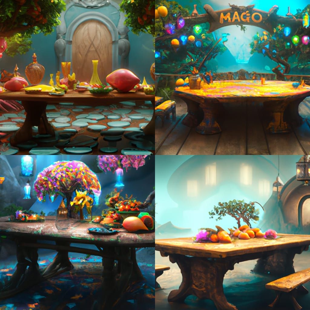 Fantastical Mango Table in Detailed Matte Painting