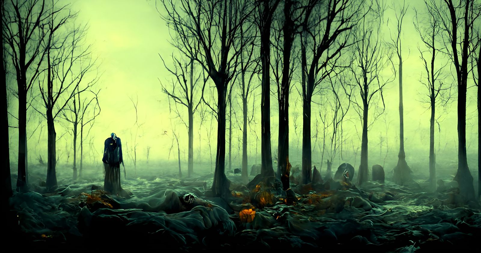 Ominous Gothic Horror Landscape of Pain and Sorrow