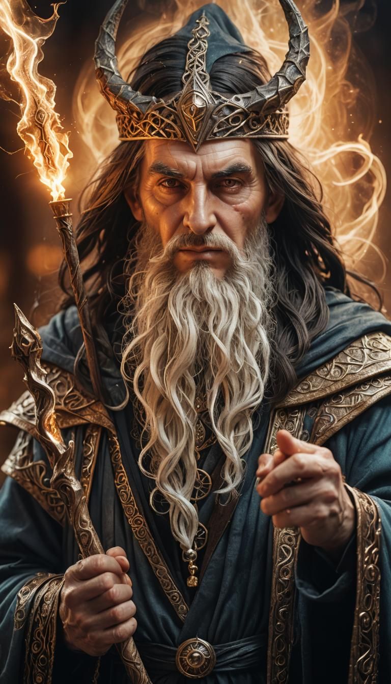 Magical Wiccan Wizard Portrait in Mystic Fantasy Art Style