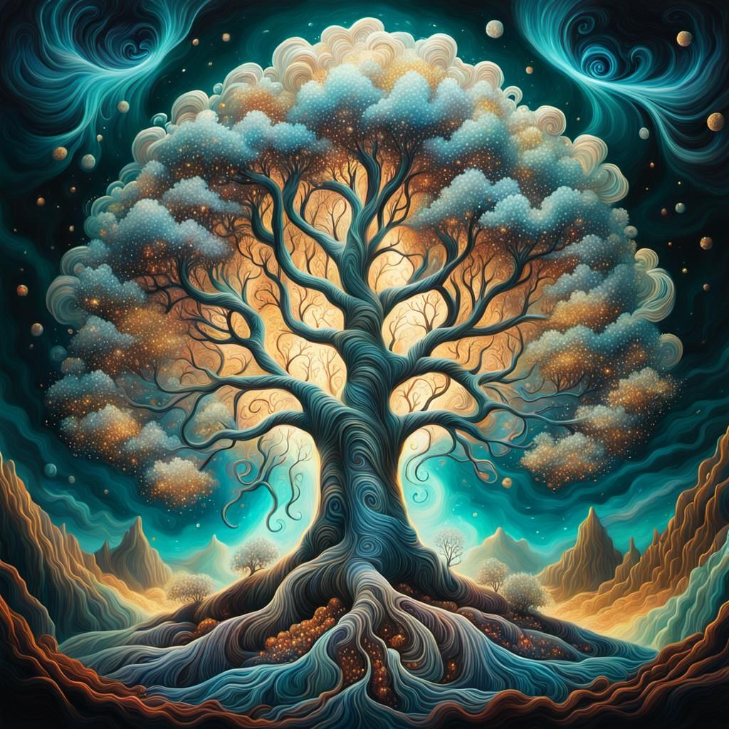 Ethereal Cosmic Landscape Unfolds in Vibrant, Surreal Beauty