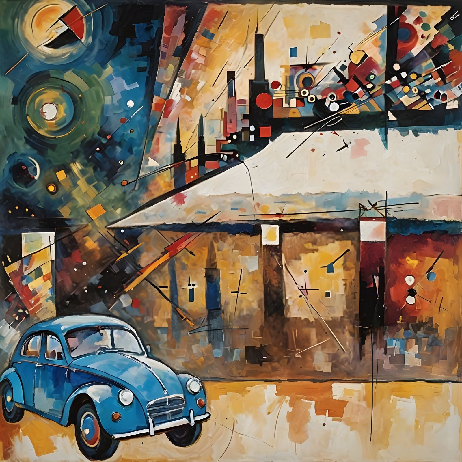 Abstract Atmospheric Landscape in Watercolor Style