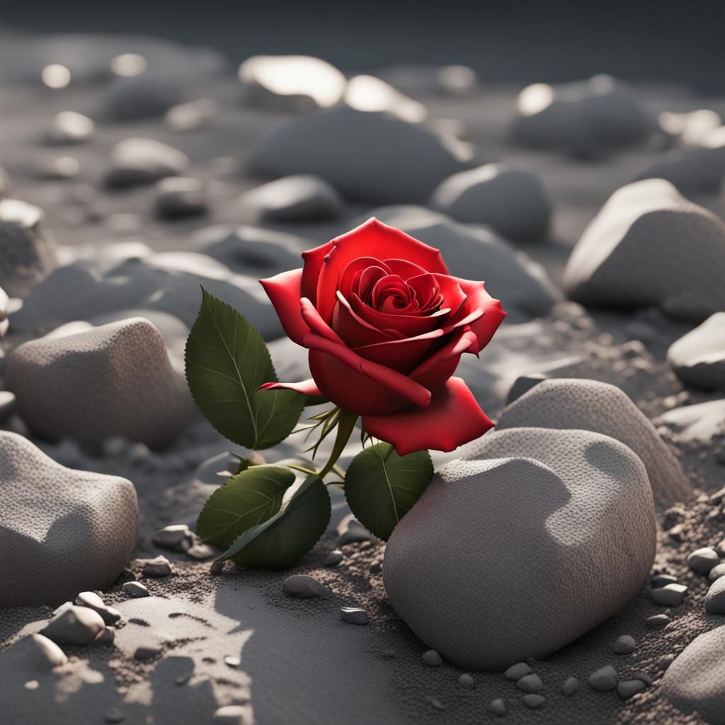 Detailed Red Rose in Sunlight, Hyperrealistic CGI