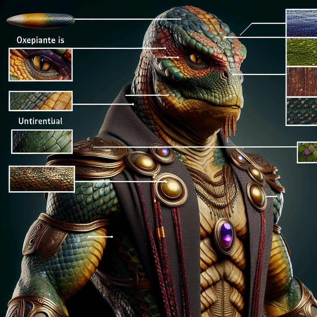 Realistic Reptilian Humanoid Entity in Futuristic Armor