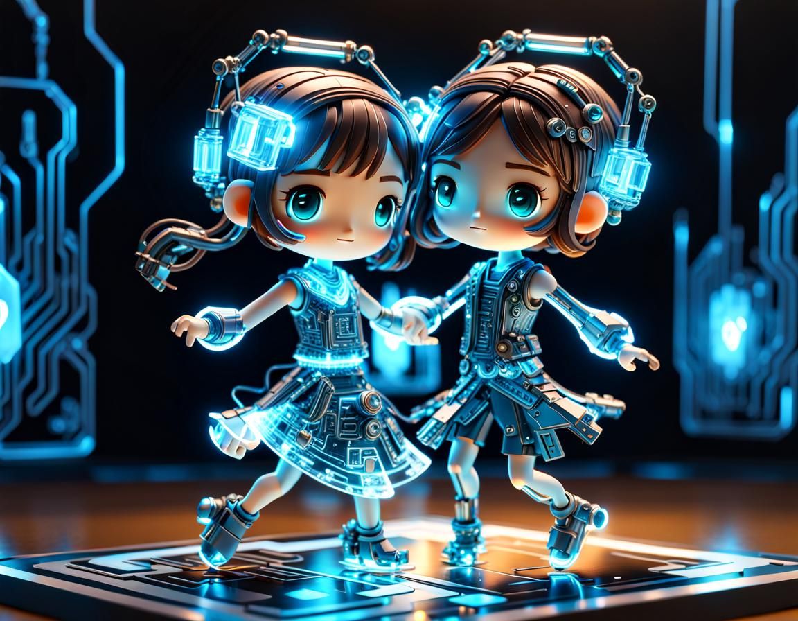 Chibi Tango Dancers in Steampunk Style