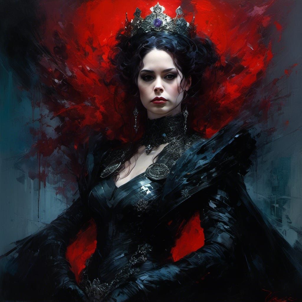 Dark Queen Portrait in Detailed Matte Painting Style