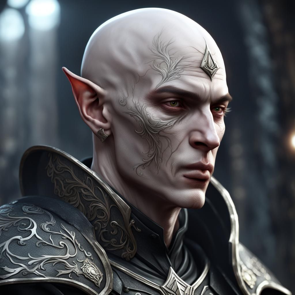 Undead Elf in Dark Armor: Fantasy Portrait