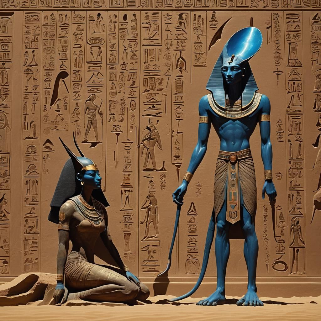 Alien Worships Anubis in Sci-Fi Egyptian Temple