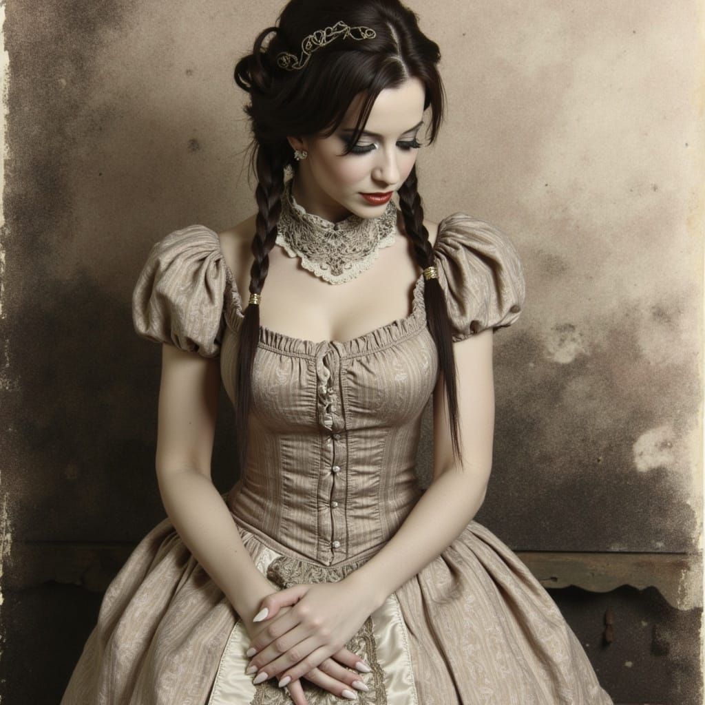 Victorian-Era Portrait in Charcoal Drawing Style