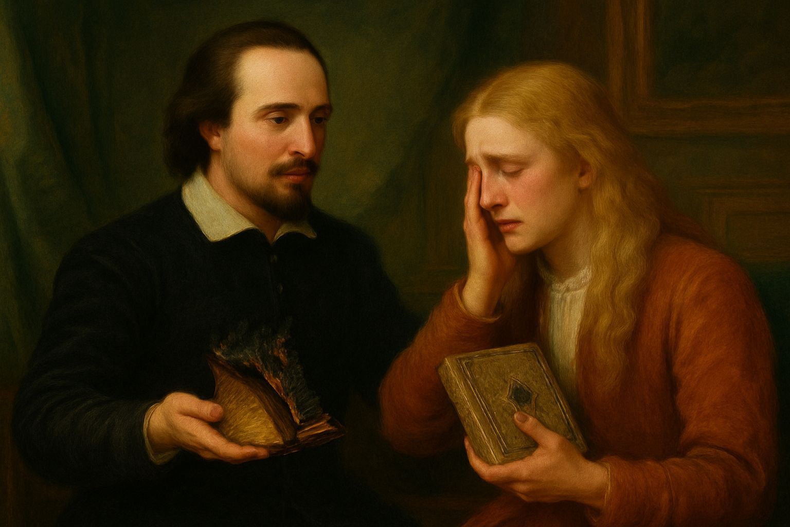 Shakespeare Calms a Weeping Earl in Gainsborough Style