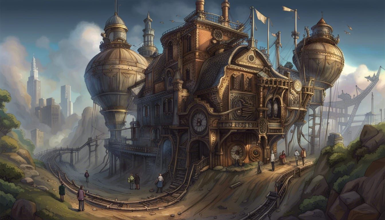 Surreal Steampunk Wasteland with Angels