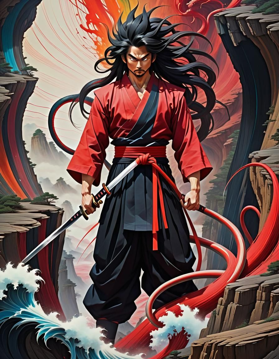 Son Goku en un acantilado