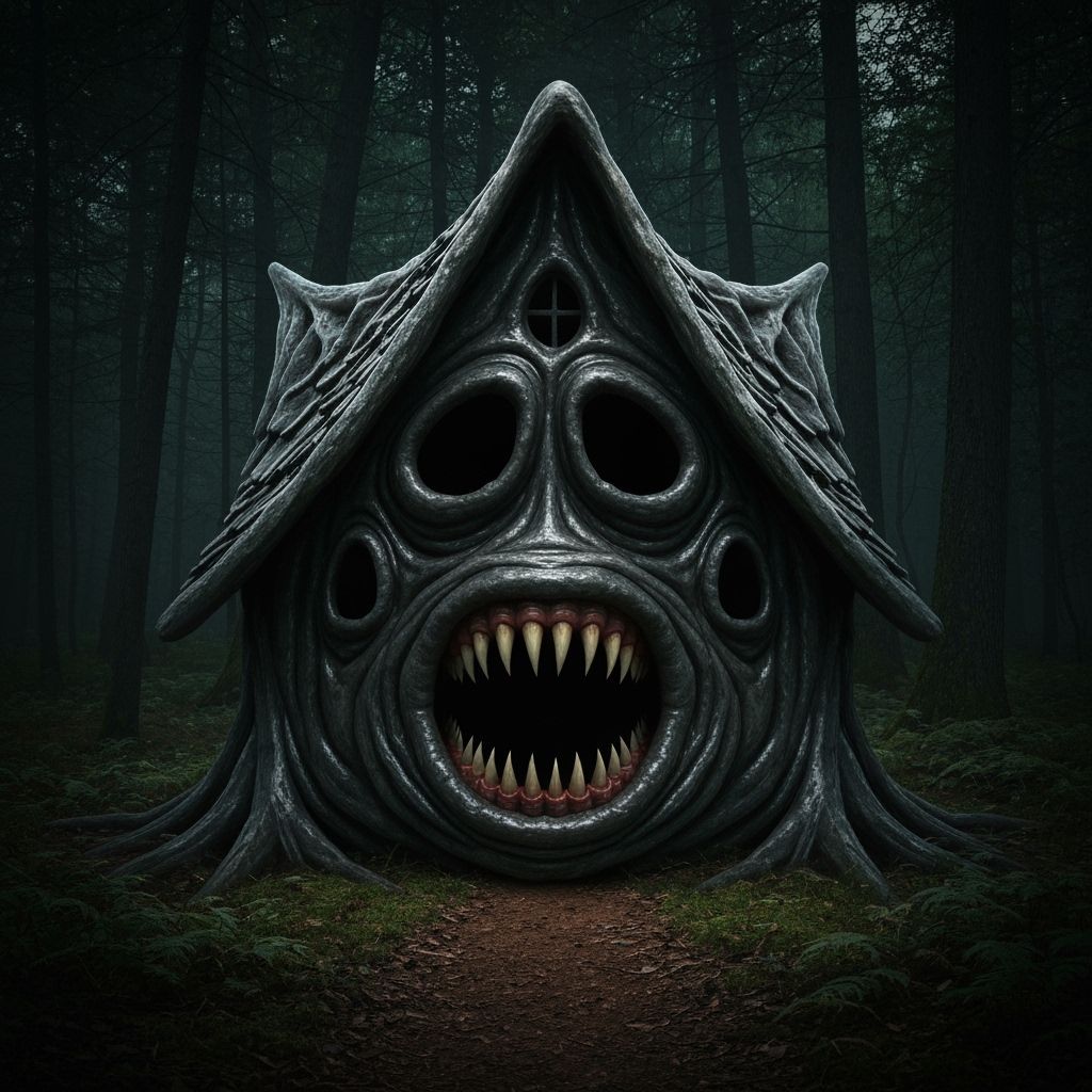 Eerie House Organism in Moonlight