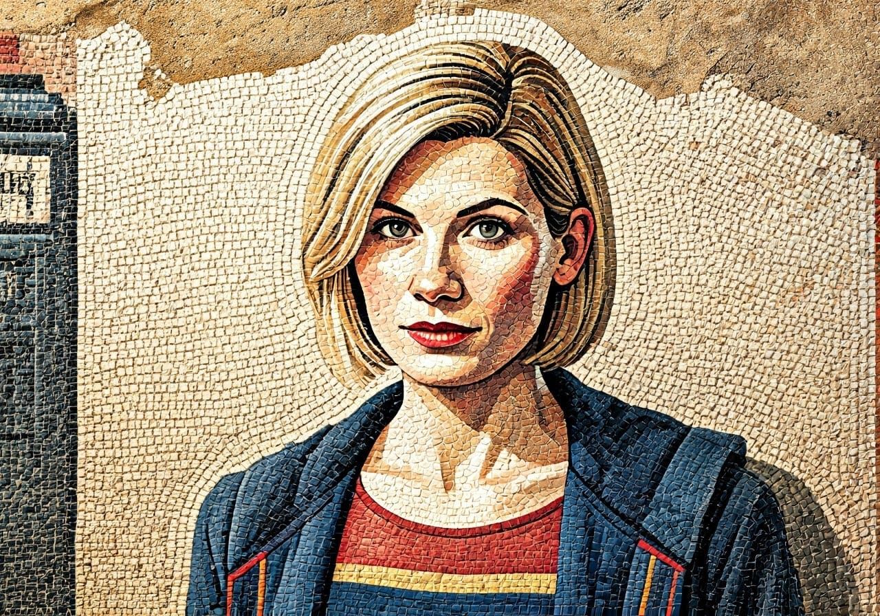 Jodie Whittaker as Doctor Who: Mosaic Pointillist Art