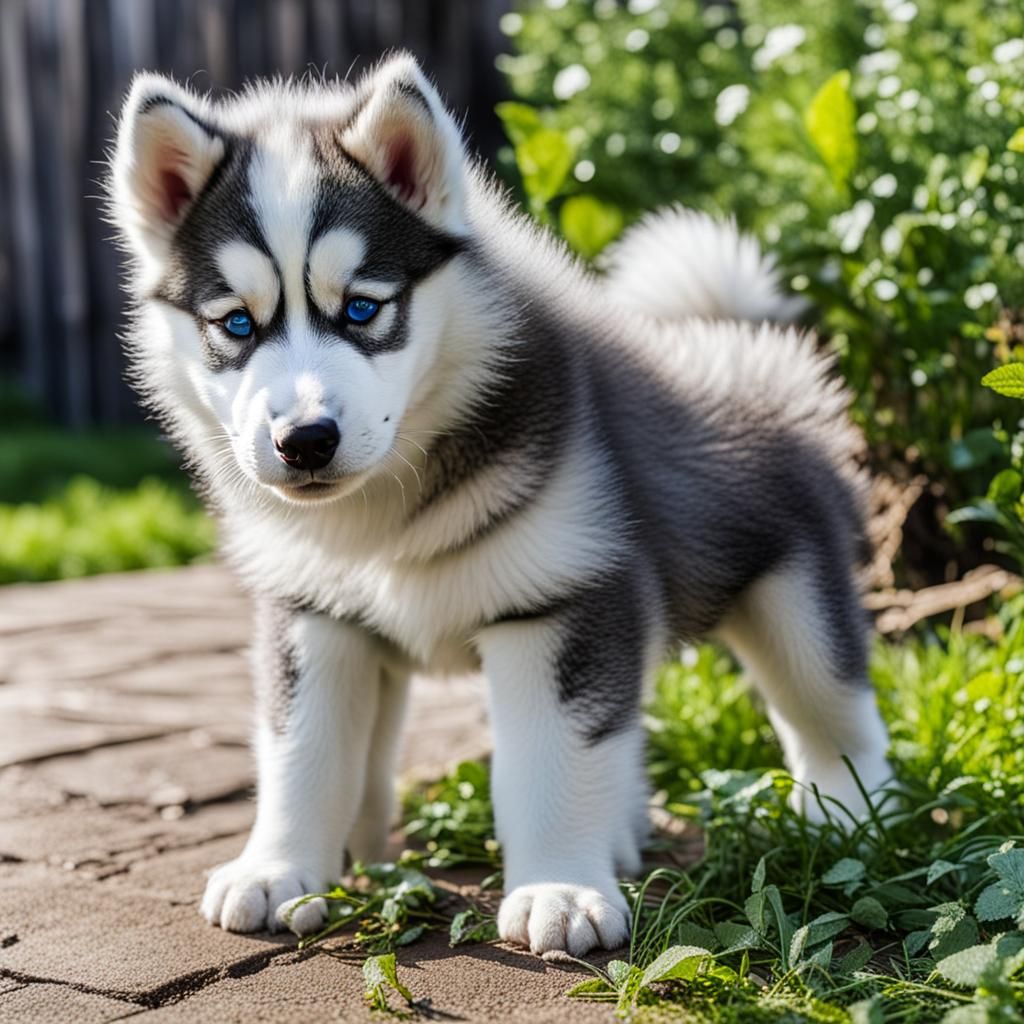 Fluffy Husky Puppy with Watery Eyes