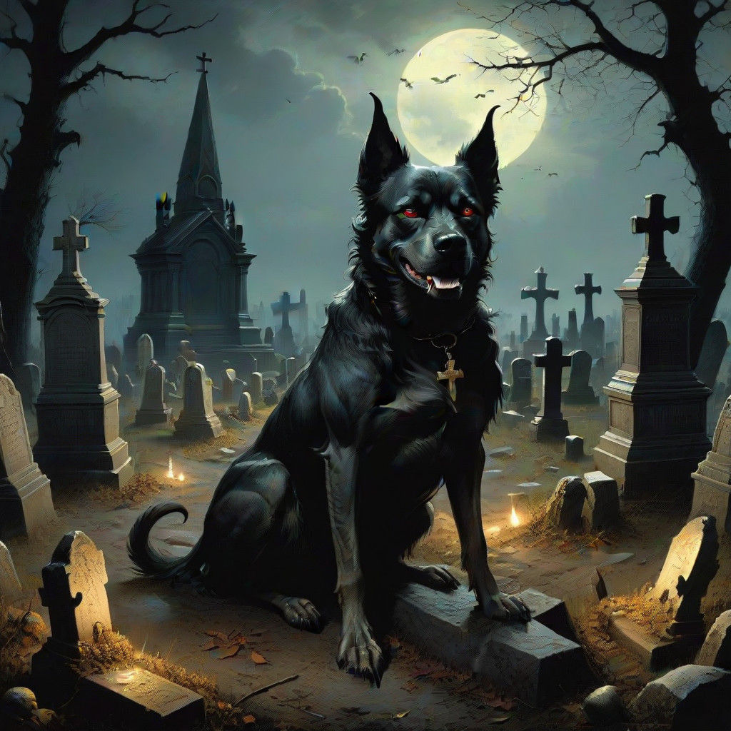 Surreal Devil Dog Haunts a Forgotten Cemetery