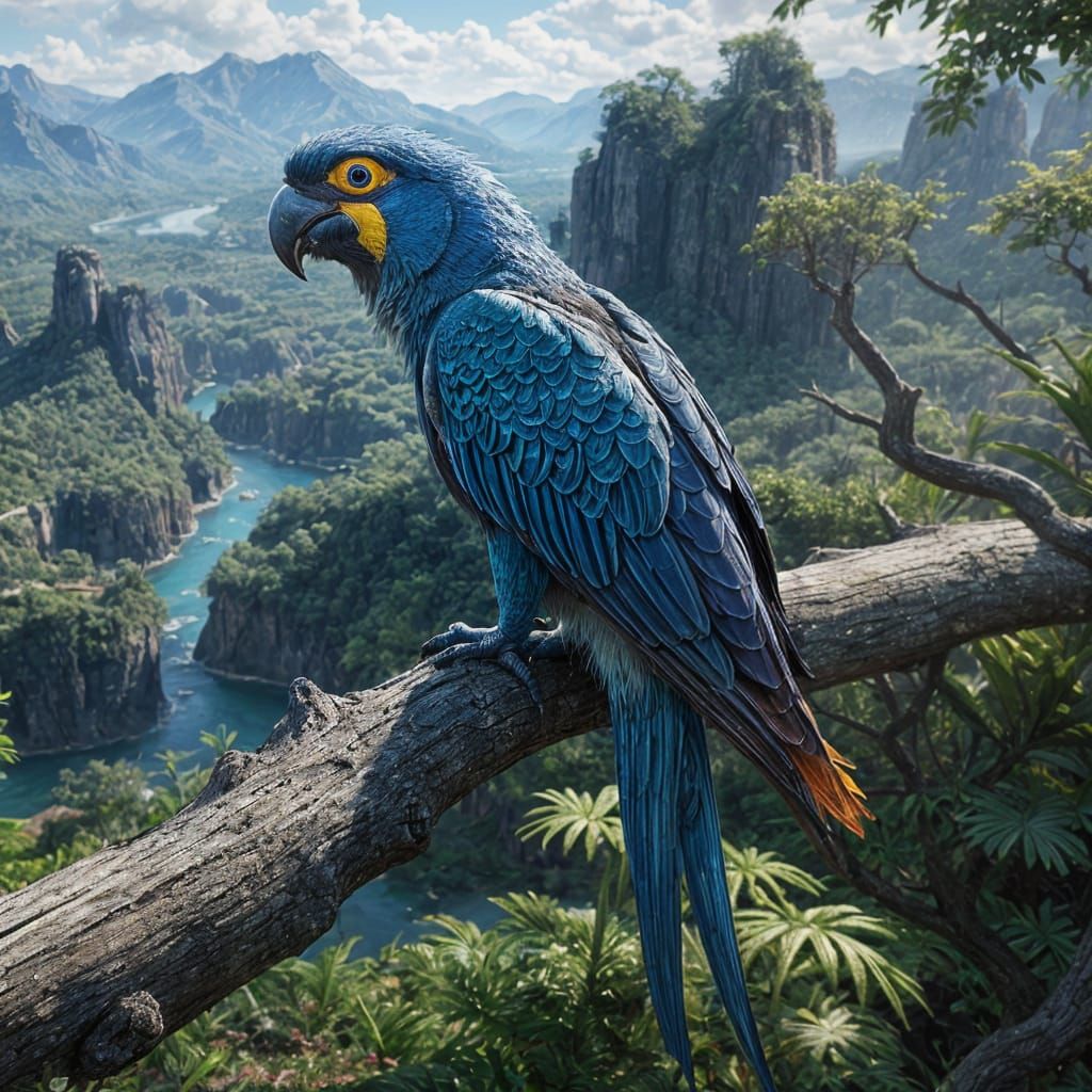 Fantastical Blue Parrot in Vibrant Colors
