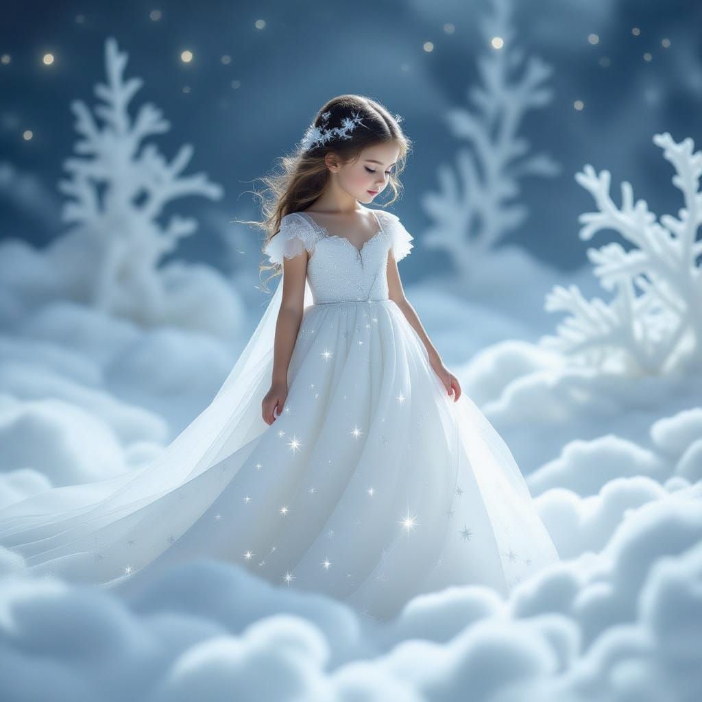 Ethereal Girl Emerges From Frosty Dreamscape