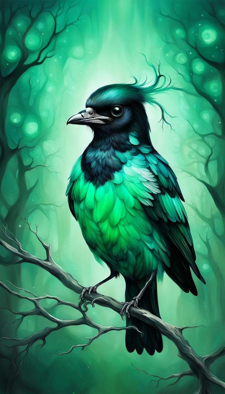 Ethereal Abstract Magpie in Surreal Art Style